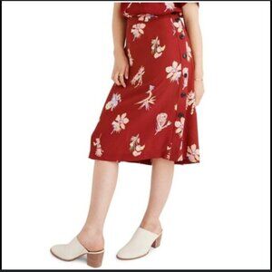 Madewell Bird of Paradise Red Side Button Skirt